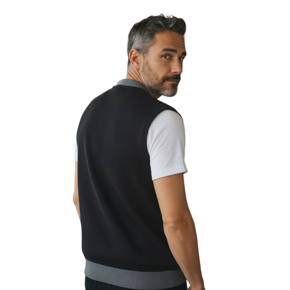 Kenneth Cole Reaction Sz. M‎ Black/Gray Cardigan Sweater Vest